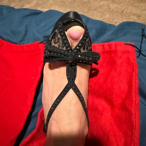 Christian Louboutin Black Patent Leather Platform Heels with Swarovski crystals - Picture 3 of 15